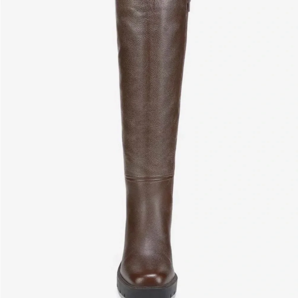 Naturalizer Willow Chocolate Brown Leather Over-the-Knee Block Heel Boots